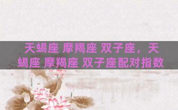 天蝎座 摩羯座 双子座，天蝎座 摩羯座 双子座配对指数